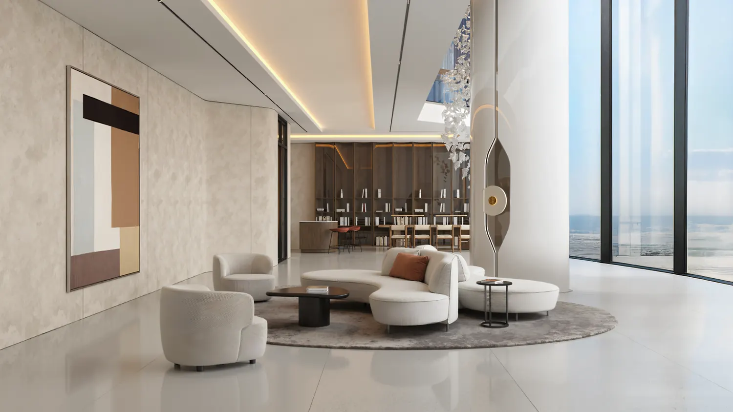 Networking hub in the Sky Club, developer render